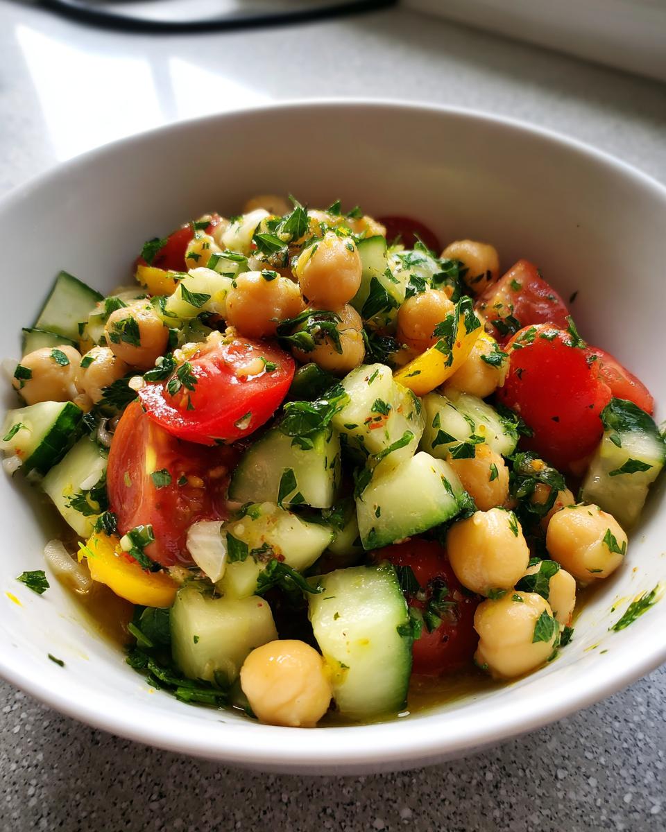 chickpea cucumber tomato salad - detail 4