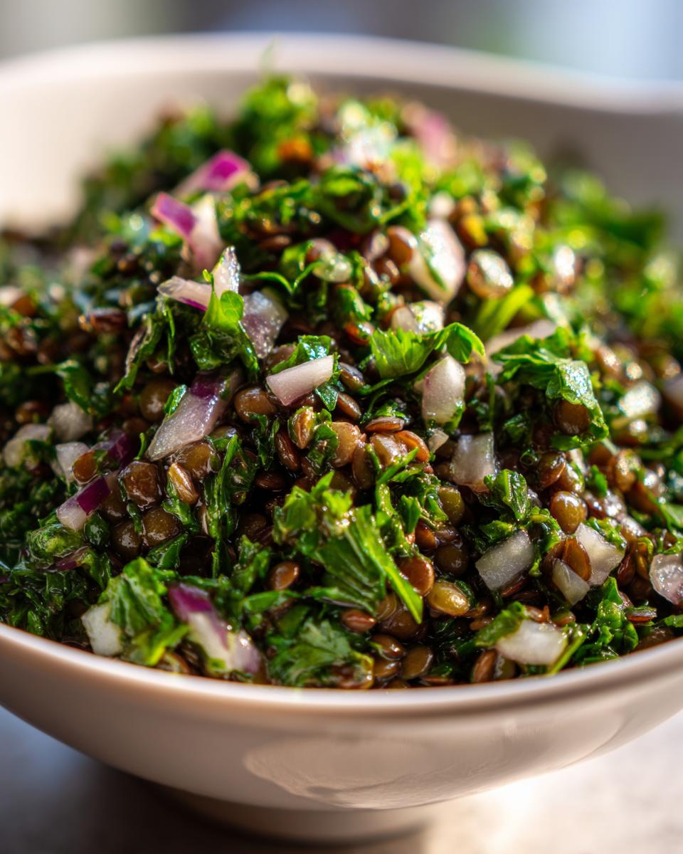 cold lentil and parsley salad - detail 1