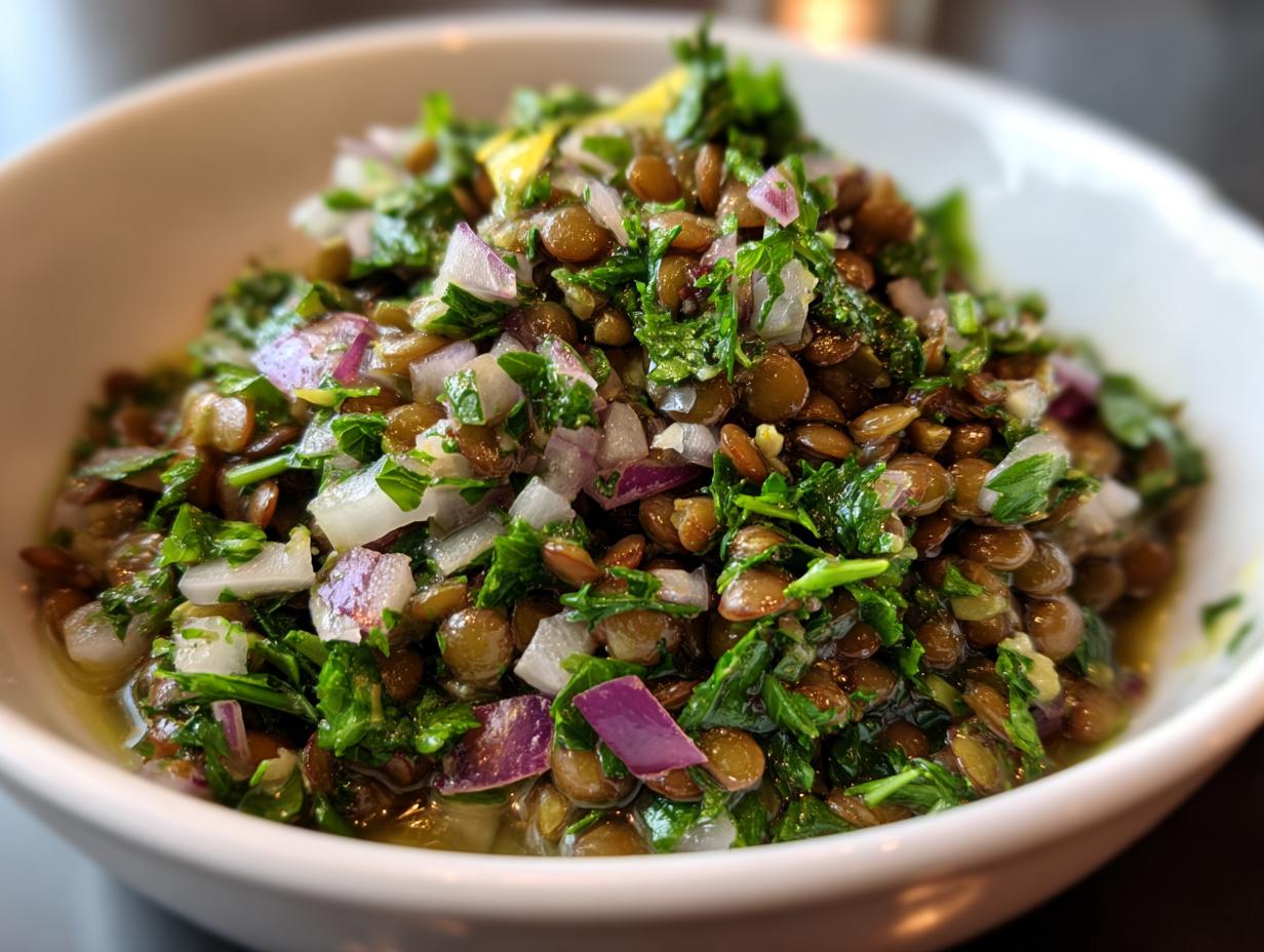 Refreshing Cold Lentil and Parsley Salad Ready in 40 Minutes
