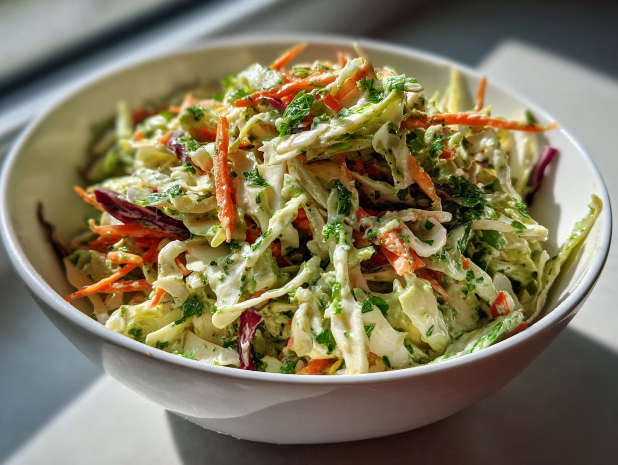 Creamy 4-Ingredient Green Goddess Cabbage Slaw Recipe
