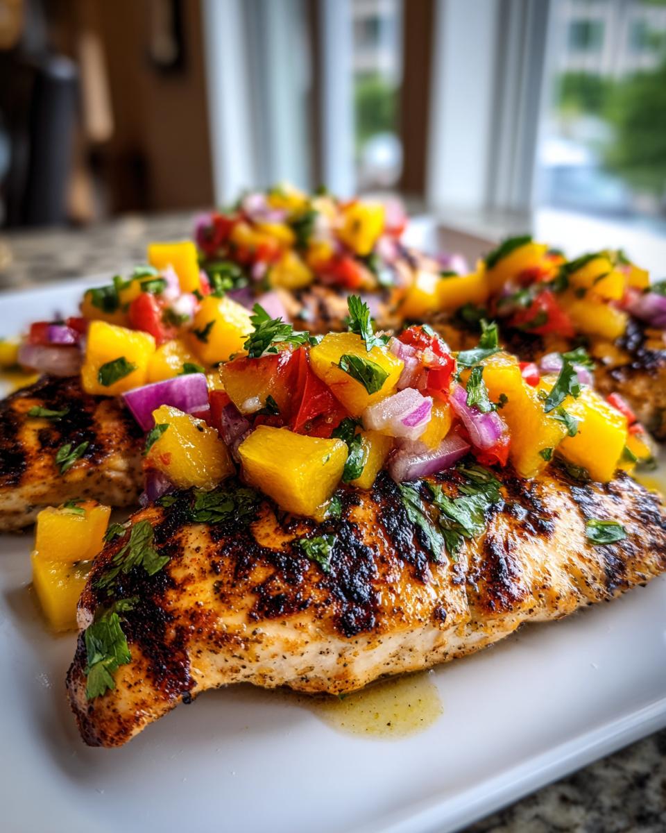 grilled chicken with peach salsa - detail 1