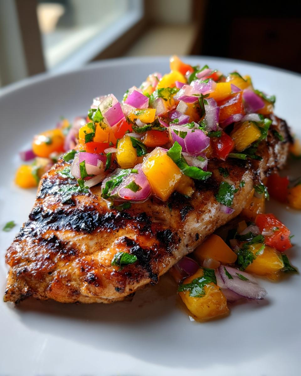 grilled chicken with peach salsa - detail 2