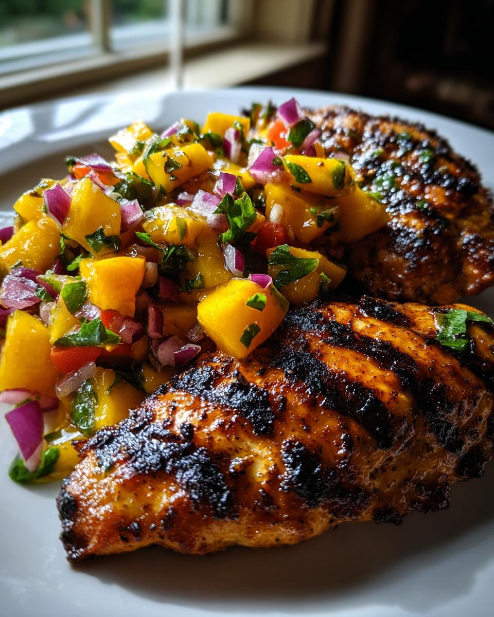 grilled chicken with peach salsa - detail 3