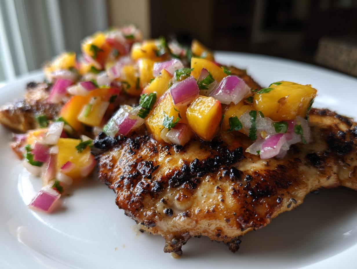 Juicy Grilled Chicken with Peach Salsa in 30 Minutes