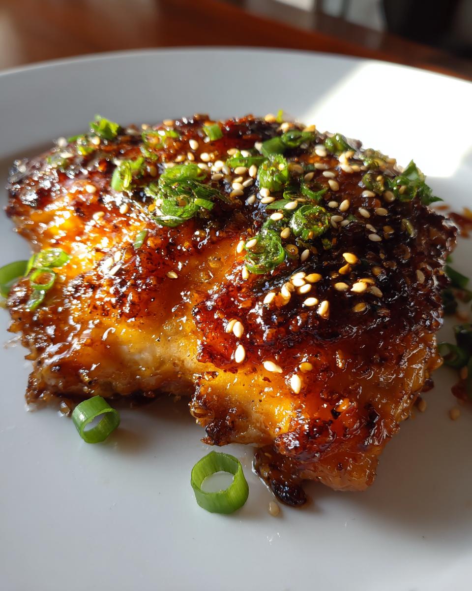 sticky honey garlic chicken thighs - detail 3