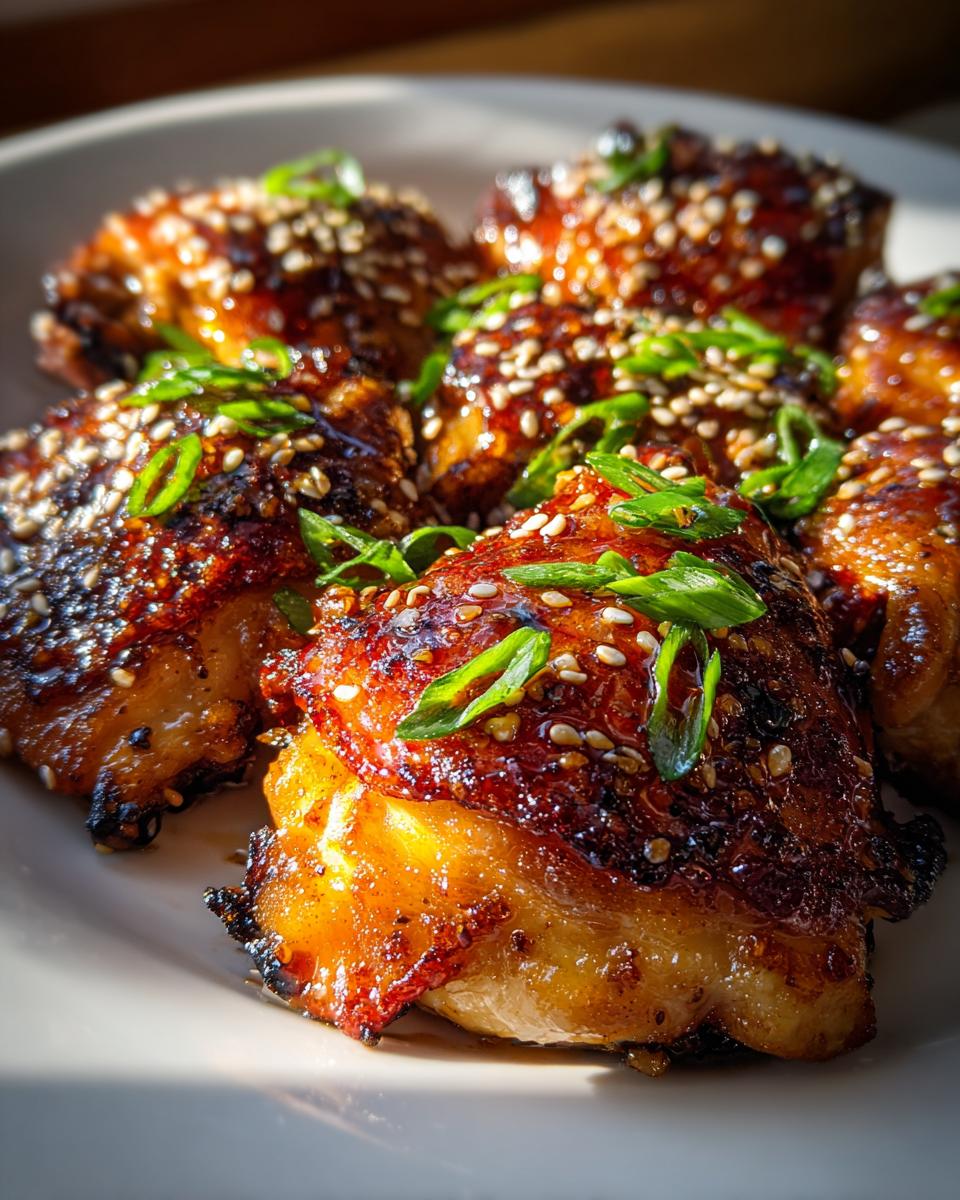 sticky honey garlic chicken thighs - detail 4