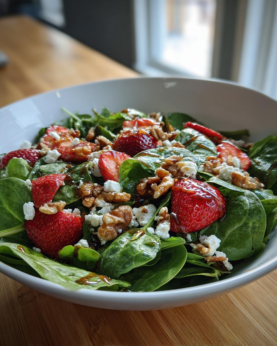 strawberry spinach walnut salad - detail 2
