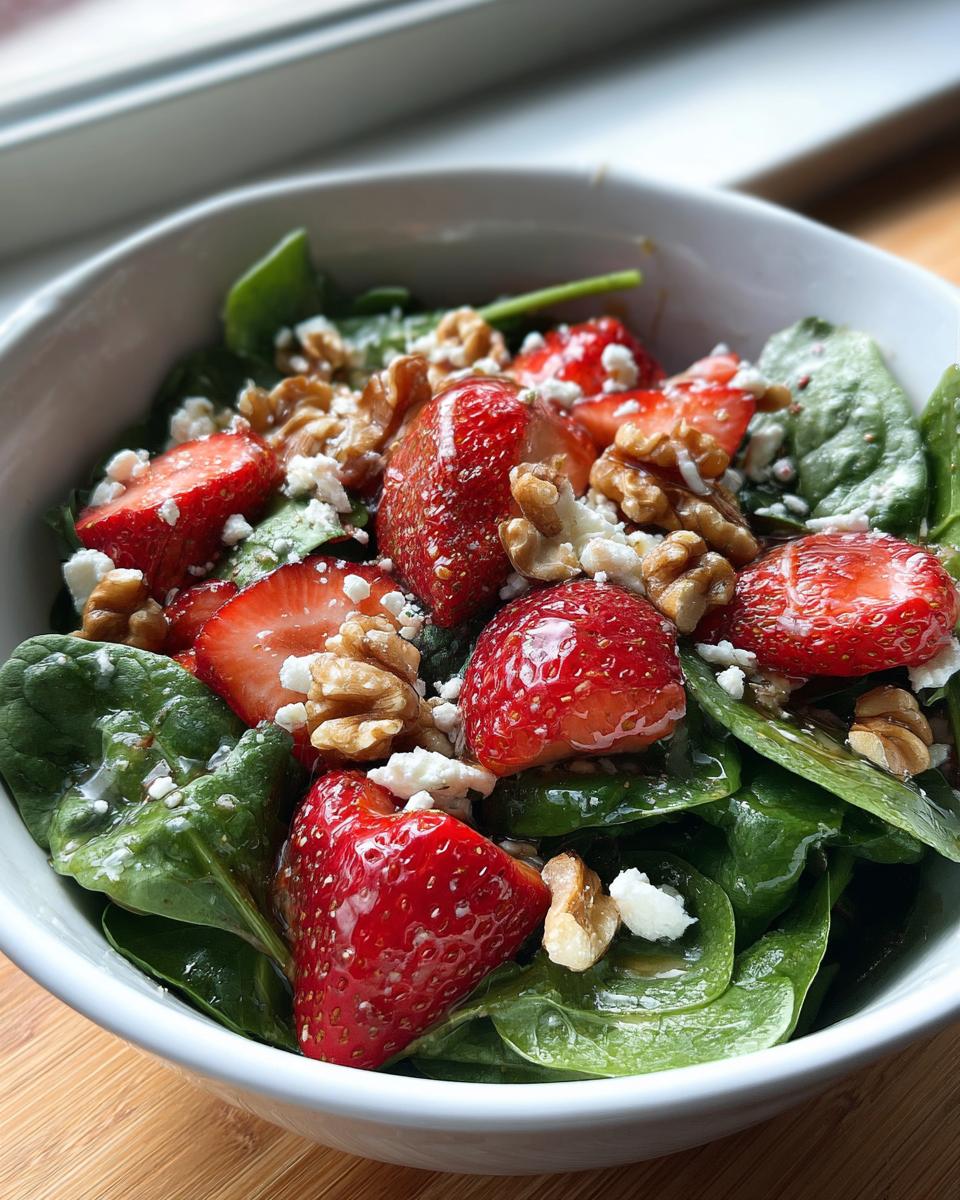 strawberry spinach walnut salad - detail 3