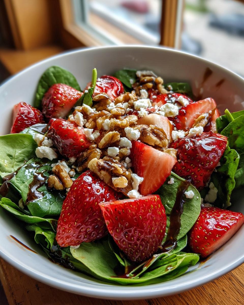 strawberry spinach walnut salad - detail 4