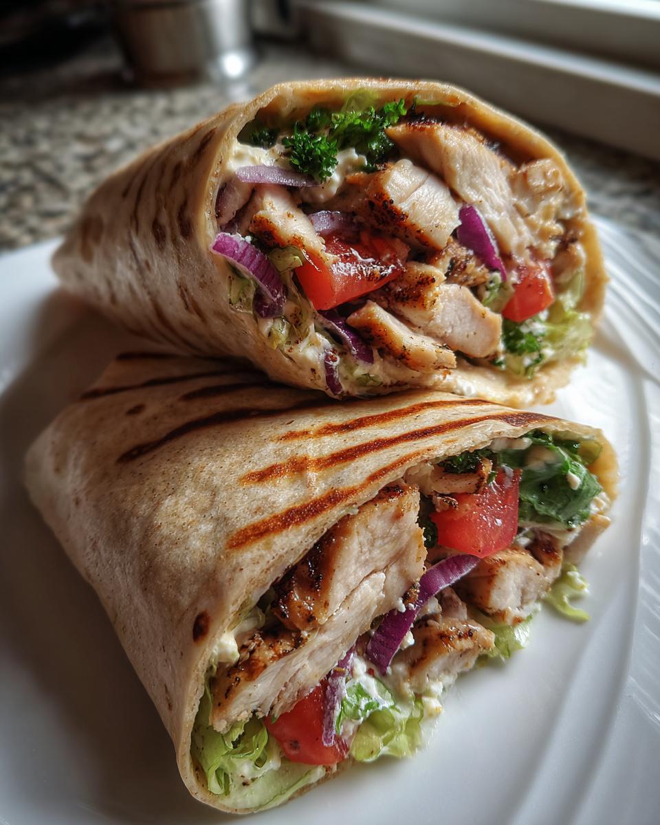 grilled chicken wrap with hummus - detail 1
