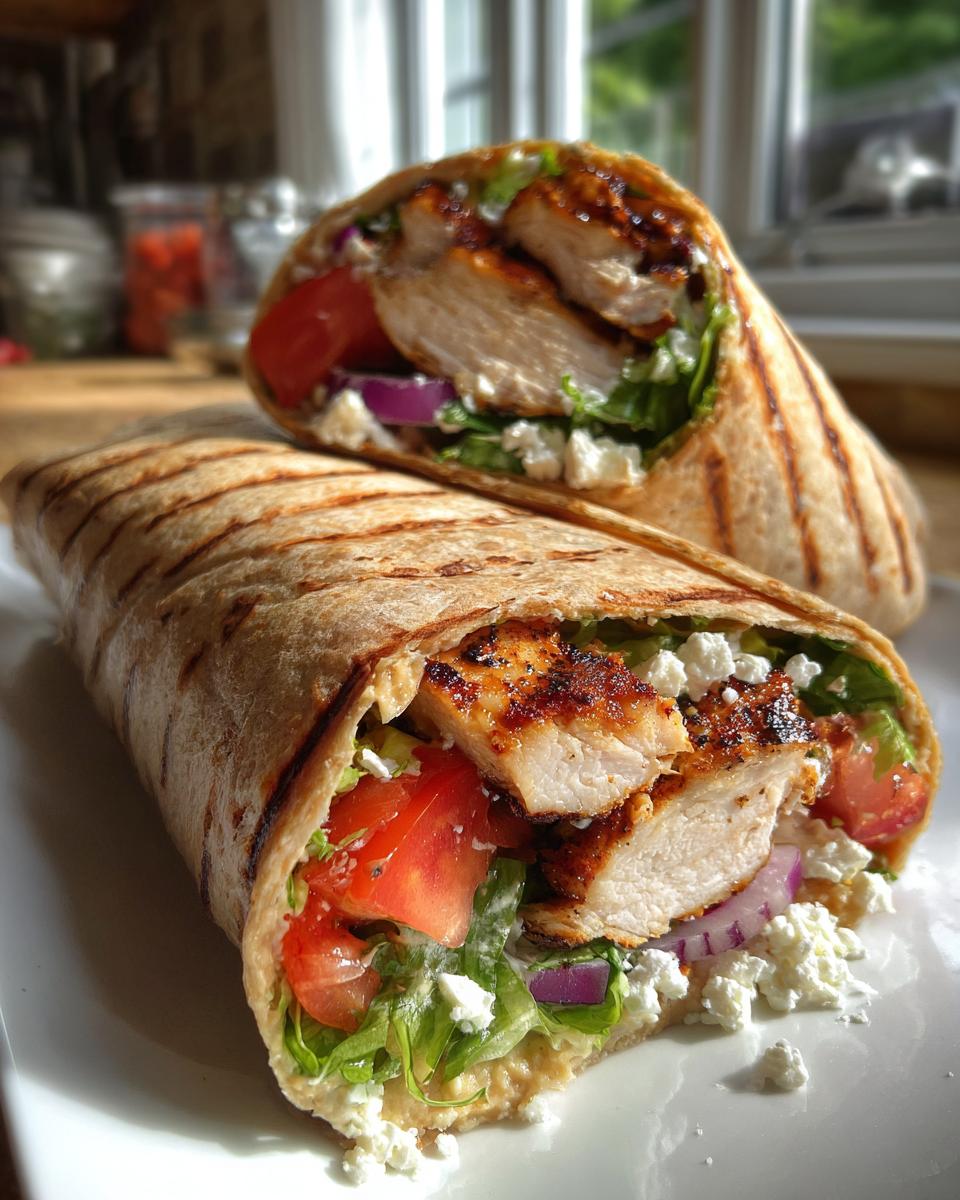 grilled chicken wrap with hummus - detail 2