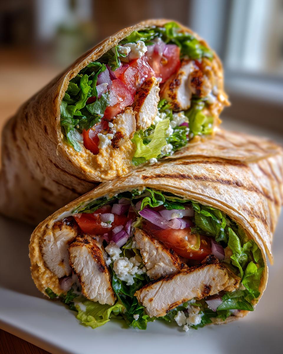 grilled chicken wrap with hummus - detail 3
