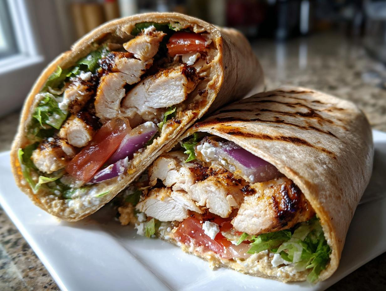 Smoky Grilled Chicken Wrap With Hummus in Just 25 Minutes